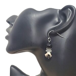 Hand Crafted Onyx Tibetan Earrings Agate